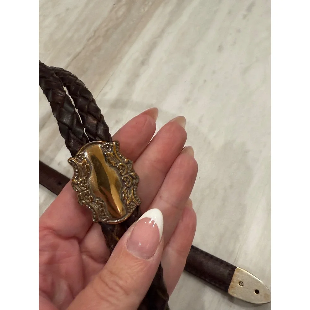 Vintage 90s John Rich and Bros. Woolrich Dark Brown Braided Leather Western Belt